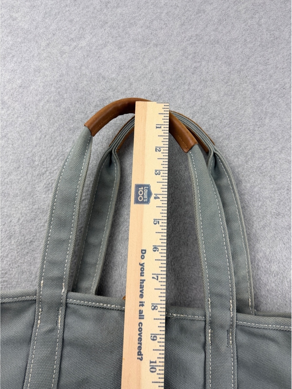 L.L.Bean Canvas Boat and Tote Bag Leather Trim Buckle Shoulder Carryall - Picture 11 of 14